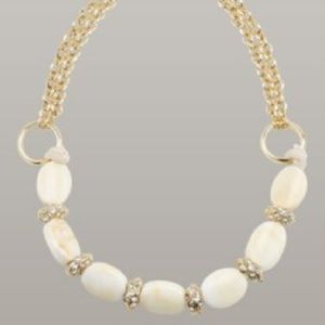 LEE ANGEL Marbled Ivory Rhinestone Chain Necklace